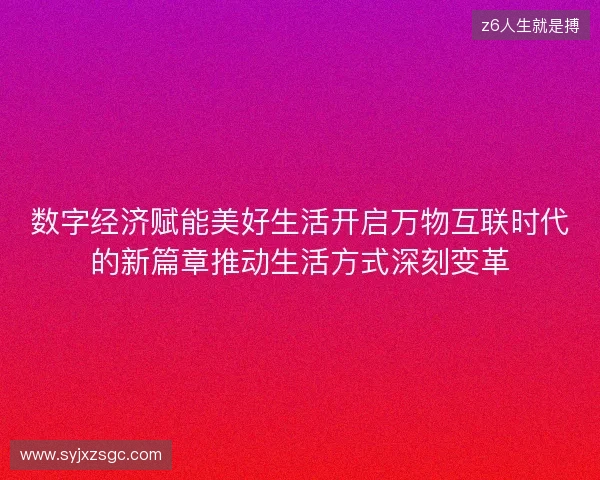 数字经济赋能美好生活开启万物互联时代的新篇章推动生活方式深刻变革